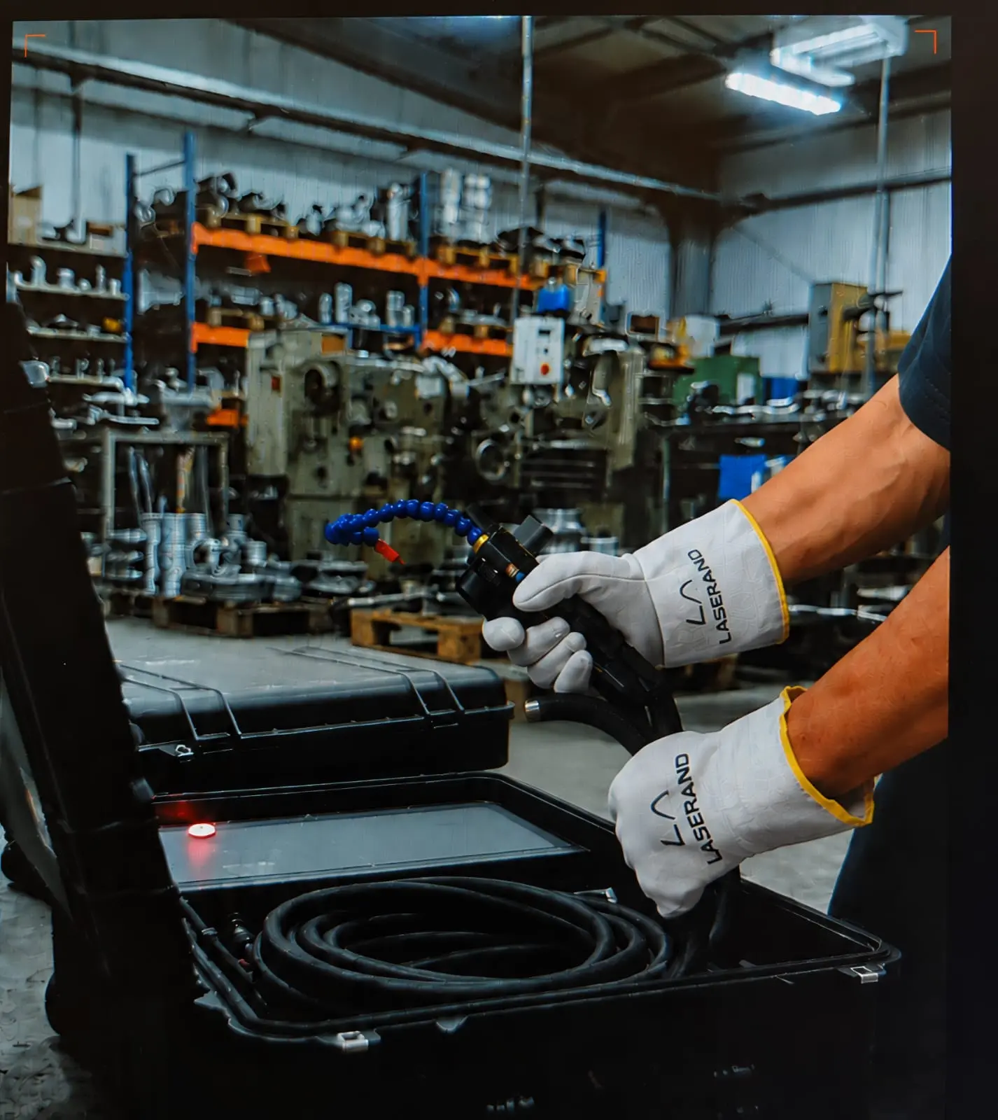 Técnico de LASERAND ejecutando un proyecto de limpieza láser llave en mano en instalaciones del cliente